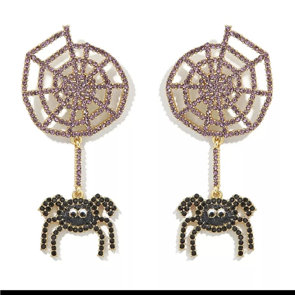 Aesthetic Cute Black Spider and Spider Web Dangle Earrings
